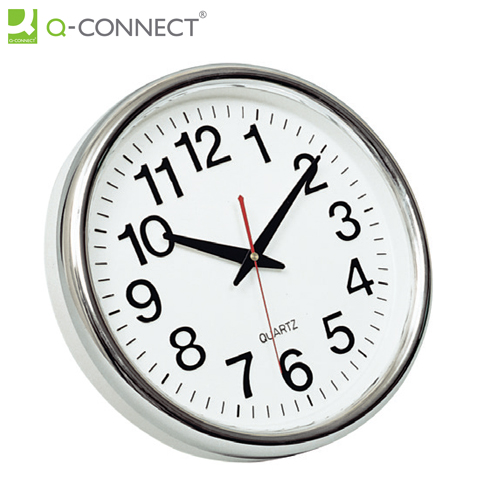 Relógio de Parede Q-Connect 35 cm c/ Aro Cromado - Clique na imagem para fechar