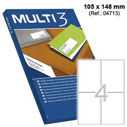 Etiquetas Adesivas Multi3 c/ 105x148 mm Cx.100 Fls A4 (4713)