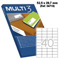 Etiquetas Adesivas Multi3 c/ 52,5x29,7 mm Cx.100 Fls A4 (4719)