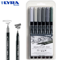 Marcadores de Ponta Dupla Lyra Aqua Brush Duo 6 Tons de Cinza