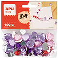 Pedras Acrílicas em Forma de Corações Apli 100 Pcs