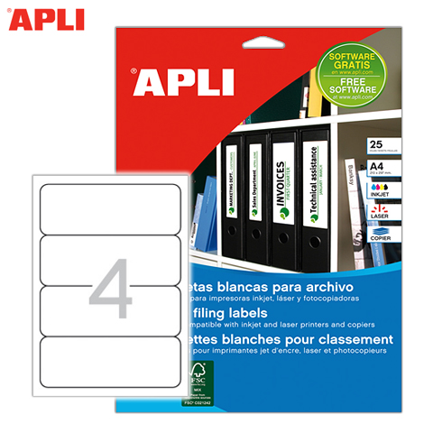Etiquetas p/ Arquivo Apli 190x61 mm Cx.25 Fls A4 Branco (1233) - Clique na imagem para fechar