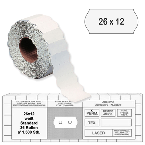 Etiquetas em Rolo p/ Etiquetadoras 26x12 Branco Permanente - Clique na imagem para fechar