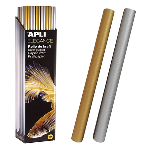 Rolo de Papel Kraft Ouro / Prata 1x3 m - Clique na imagem para fechar