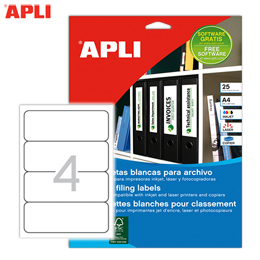 Etiquetas p/ Arquivo Apli 190x61 mm Cx.25 Fls A4 Branco (1233)