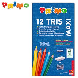 Lápis de Cor Primo Tris Maxi 12 Cores (Oferta Borracha + Afias)